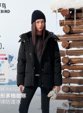 太平鸟巧克力多格puff羽绒服女25年冬装新款加厚中长款外套黑色M
