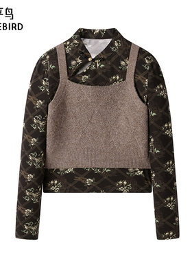 太平鸟年冬季新款印花上衣两件套A1CDE4393