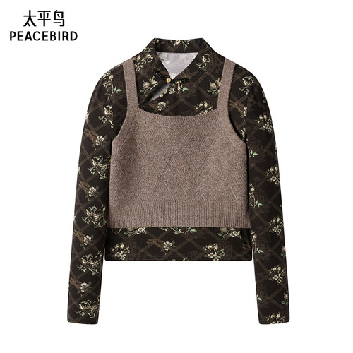 太平鸟年冬季新款印花上衣两件套A1CDE4393