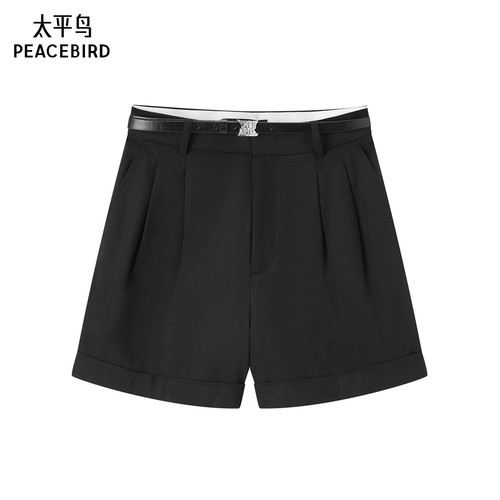 太平鸟女装2024年夏季款天丝翻边中短裤A1GCE2204