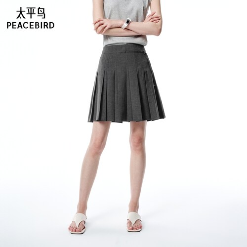 太平鸟女装2025夏季新款灰色百褶短裙A字裙品质时尚A1GEF213Q