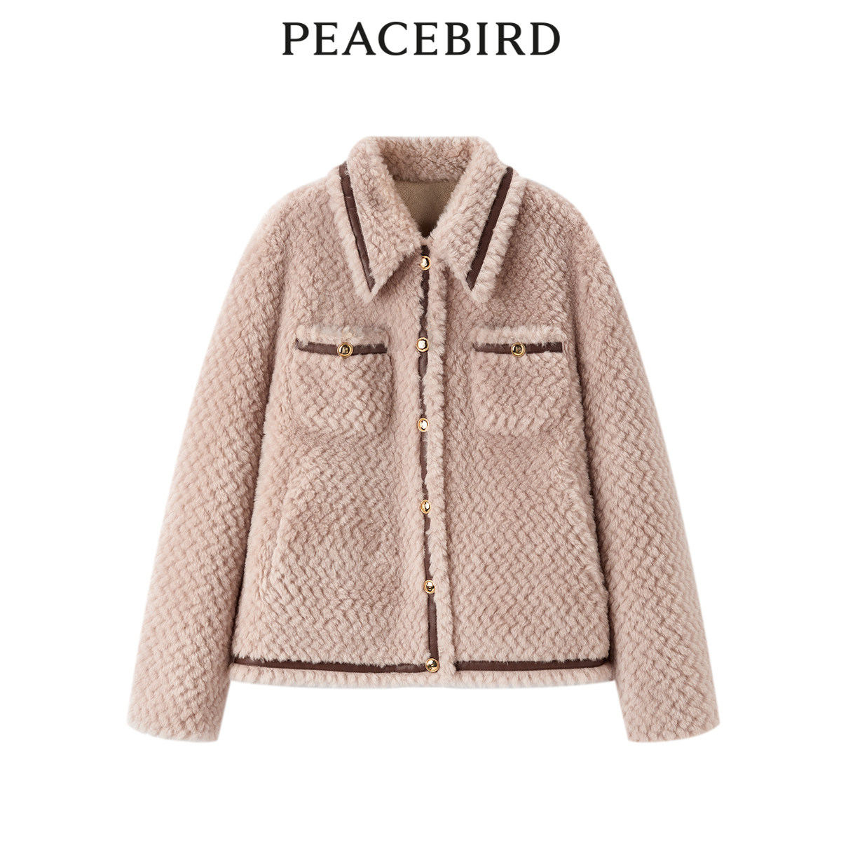 太平鸟女装年冬季翻领撞边仿皮草外套A1ADD4420