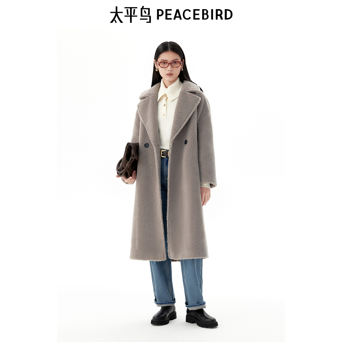 太平鸟年冬季新款teddy驼绒大衣A1AAE4551