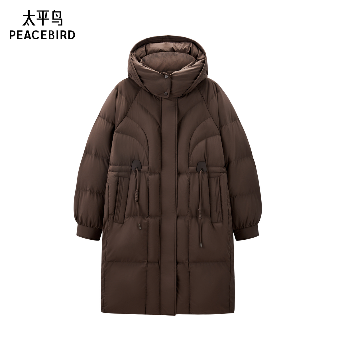 太平鸟年冬季款中长款连帽羽绒服A1ACE4520