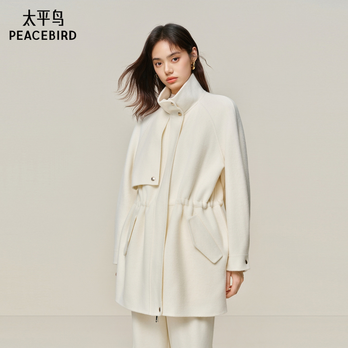 【商场同款】太平鸟甄毛系列全羊毛双面呢一手长大衣女A1AAF4453