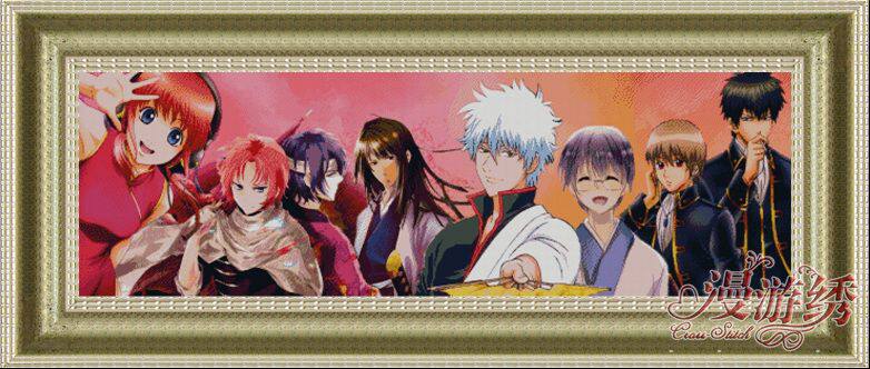 【精准印花可定制】银魂动漫十字绣*银时桂土方全家福*非成品包邮