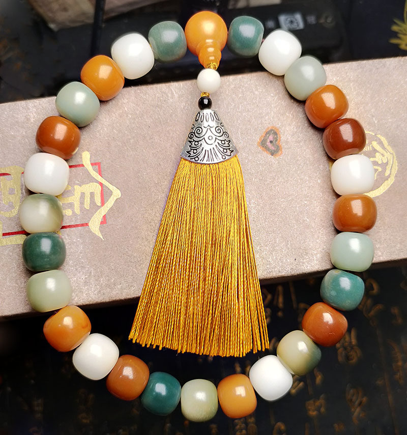 DUOBAO 구식 BODHI 루트 남성용 및 여성용 휴대용 팔찌 다색 부처님 구슬 팔찌 BODHI 씨앗 묵주 구슬 장난감 선물