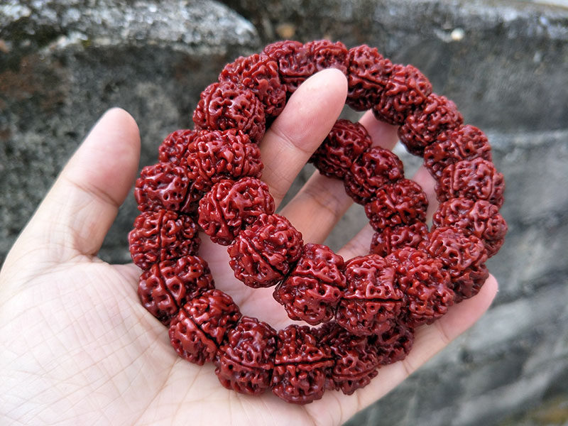티베트 네팔 부채 모양의 RUDRAKSHA 슬라이서 닦았 옥 바즈라 매직 서클 남자 팔찌 팔찌