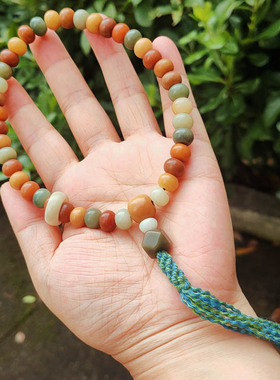 心玉彩色彩虹白玉菩提根39颗手持