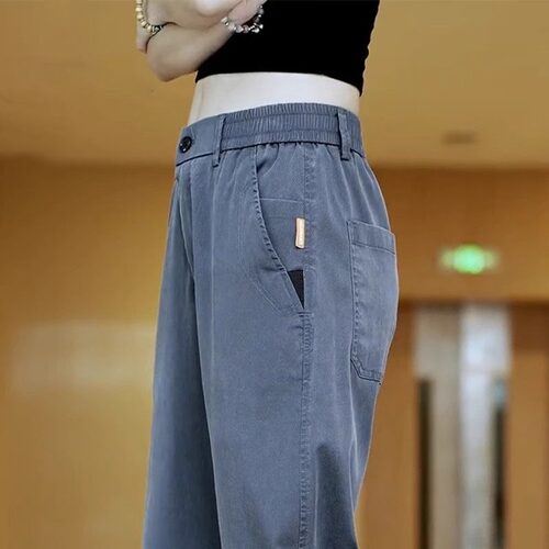 春夏季天丝抗皱莱赛尔休闲裤青年男舒适宽松直筒阔腿裤新款裤子