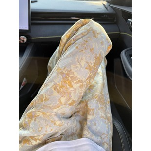 黄色扎染提花微喇牛仔裤男生ootd穿搭美式直筒裤子做旧柳叶弯刀裤