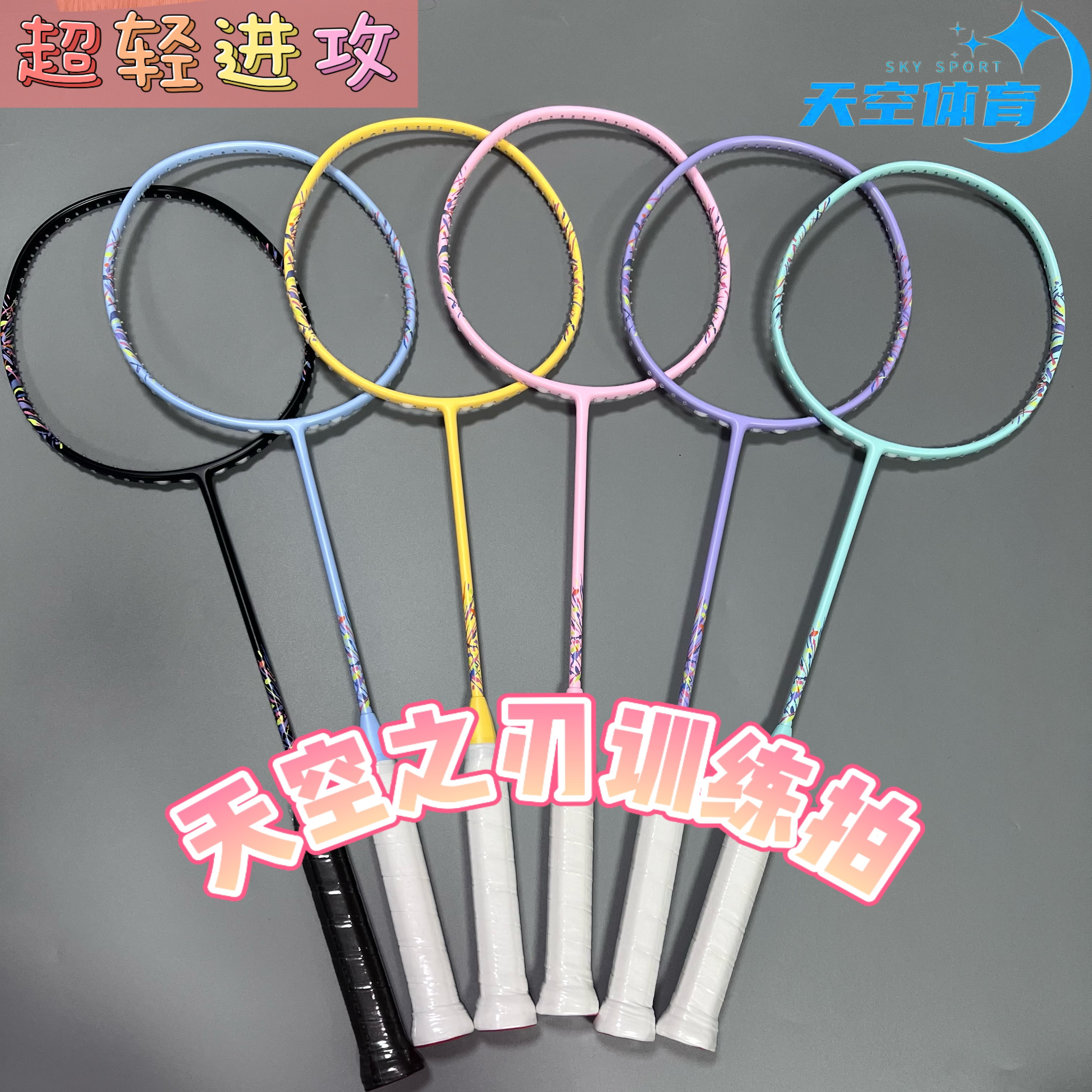 全碳素天空训练拍羽毛球拍高弹性