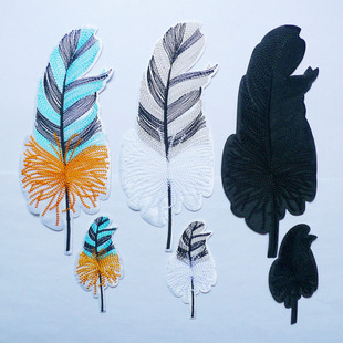 大小号刺绣羽毛布贴衣服装饰补丁贴羽绒服外套修补破洞熨烫贴花