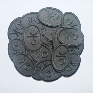 时尚 衣服补丁贴布贴20个黑色中号黑线OK图标刺绣衣服洗衣店熨烫型