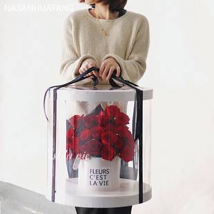 玫瑰花抱抱桶七夕鲜花礼盒上海同城鲜花店求婚女朋友闺蜜生日送花