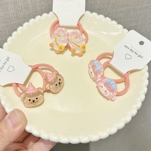 背包小鸭头绳女耐用小皮筋小熊卡通可爱树脂女童扎头发发圈头饰碎