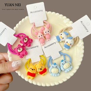 草莓熊卡通动物儿童头饰不伤发女孩头绳扎辫子宝宝发圈可爱女皮筋