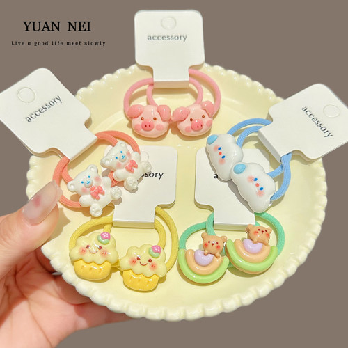 儿童发圈扎头发皮筋新款头绳发圈可爱小猪卡通耐用扎辫子宝宝头饰