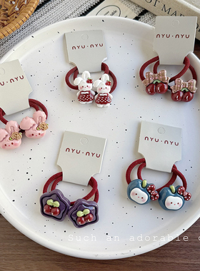 萌趣儿童发圈兔子樱桃头绳女童不伤发橡皮筋小女孩可爱扎发头饰新