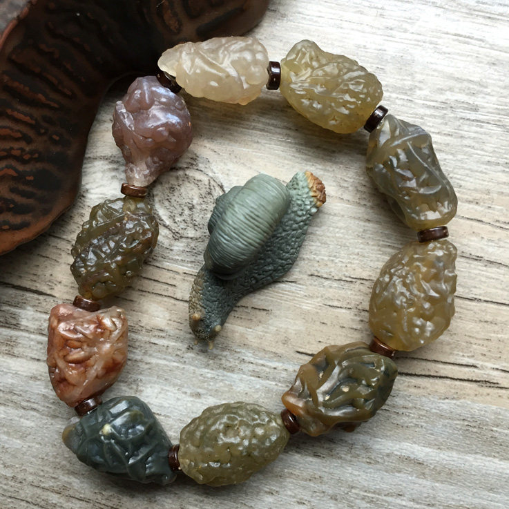 阿拉善戈壁玛瑙原始手链天然紫筋脉手串冰透绿筋脉血脉大颗大脉纹