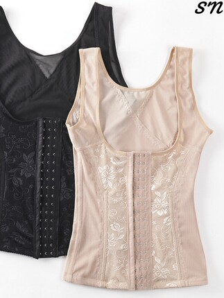 Japanese Thin Shapewear Top with Strong Snap Fasteners, Compression Waist Cincher, Waist Protector, Tummy Control, Bust Support, and Body Shaping Vest