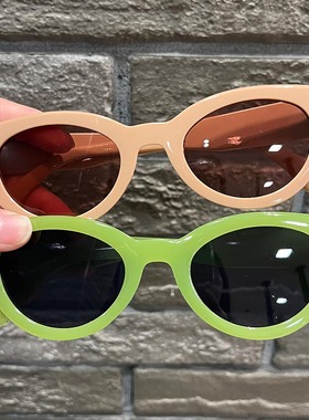 ins绿色框架太阳镜欧美椭圆眼镜