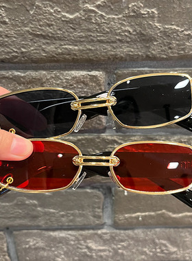 网红环扣太阳镜小框金属方形墨镜