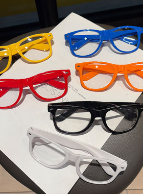 多巴胺色系装饰眼镜框非主流糖果色演出男女马卡龙装饰框闺蜜拍照