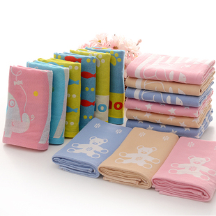 包化验全棉三层纱布素色卡通童巾纯棉布艺幼儿园儿童小毛巾25x50
