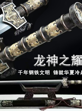 龙泉市宝剑龙神之耀剑折叠锻打一体铜柄汉剑秦剑冷兵器收藏未开刃