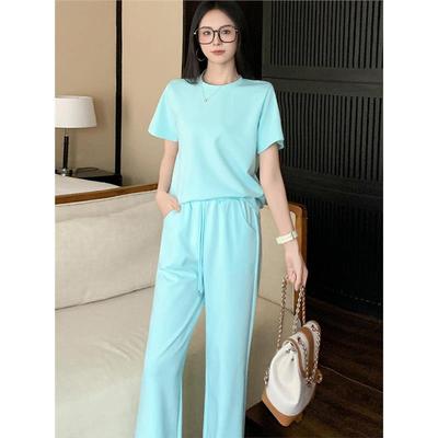 短袖运动套装女夏T恤阔腿裤休闲