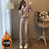 圆领卫衣阔腿裤 时尚 休闲两件套潮 2026新款 韩式 运动套装 女春秋冬季
