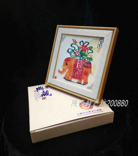带镜框15 大象皮影 西安旅游纪念品 装饰画摆件送人礼物商务礼品
