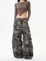 Tailang's Shop American Retro Design High-End Camouflage Work Pants Men's Inverted Scimitar Pants Couple Pants Trendy