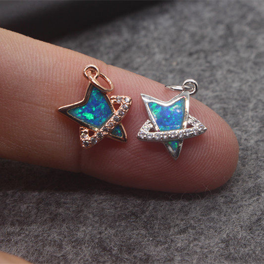 手工diy首饰配件手制品微镶吊坠镀真金配件镀澳宝彩蛋石星星宇宙