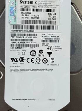 议价IBM 44W2245 600G 15K SAS 3.5可维修