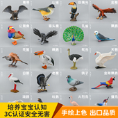 实心儿童仿真动物模型套装 飞禽鸟类动物玩具天鹅老鹰鹦鹉企鹅孔雀