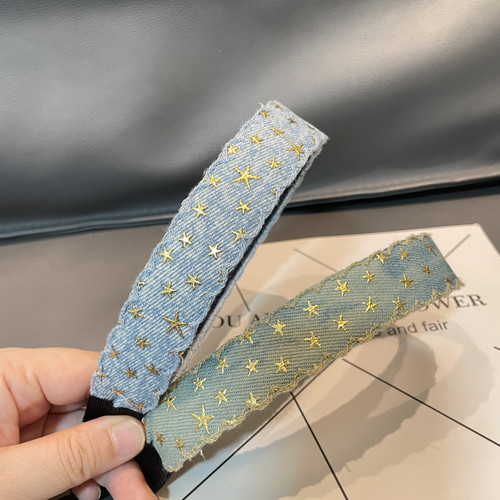 新款宽细牛仔简约无痕学生儿童成人刘海贴碎发贴魔术贴发箍软头箍