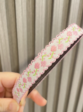 刺绣小花女童魔术贴发箍儿童不伤发碎发贴刘海贴可爱宝宝防滑头箍