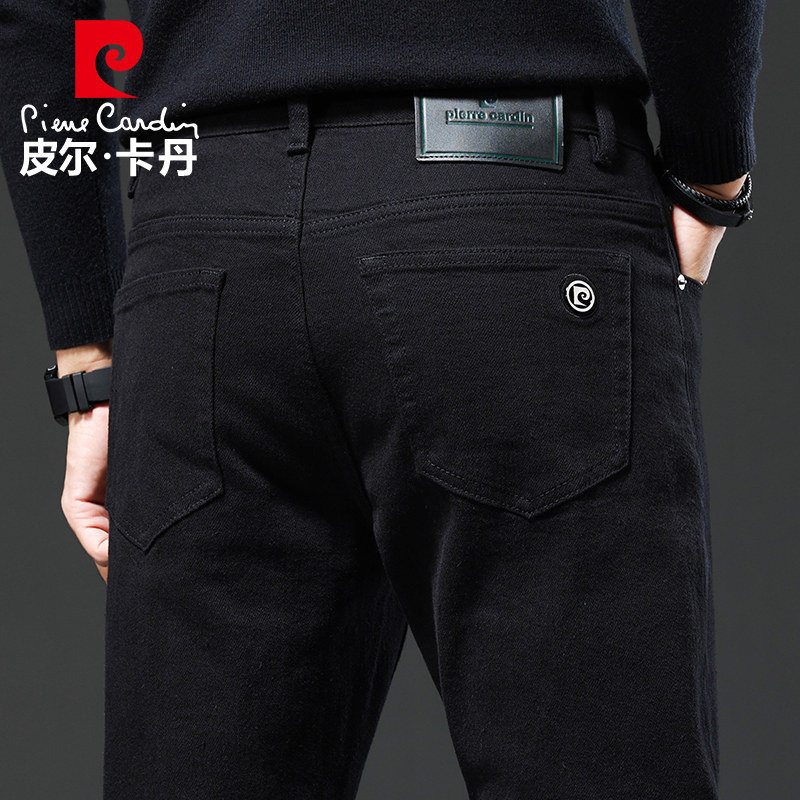 皮尔卡丹2023秋冬季新款黑科技太空丝牛仔裤男不褪色加绒加厚裤子