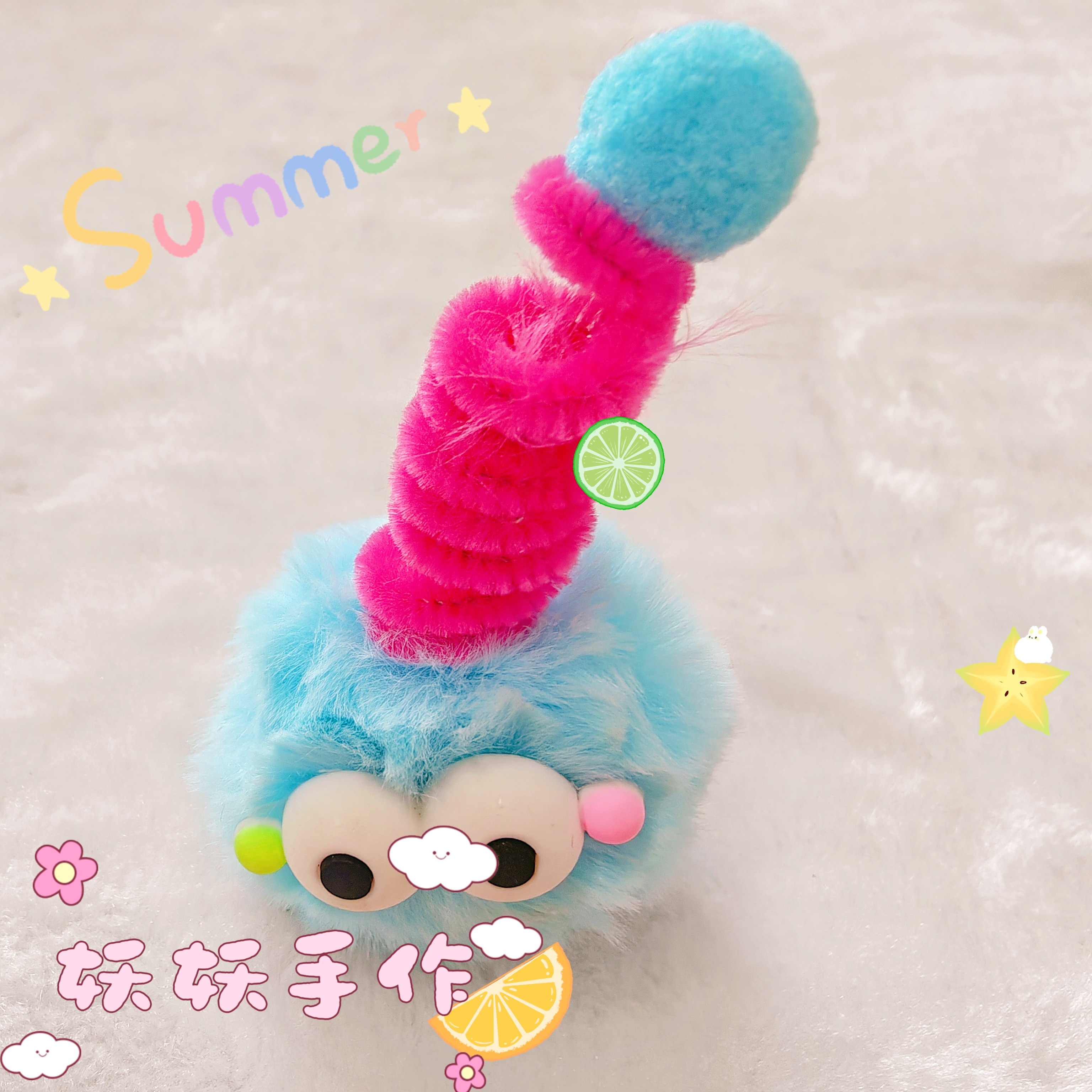 「夏日毛球小怪兽」毛绒发夹小女生可爱搞怪成品发夹