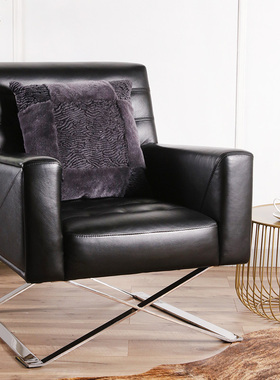 澳世家 欧式客厅沙发抱枕 现代简约皮沙发靠垫灰色含芯羊毛腰靠