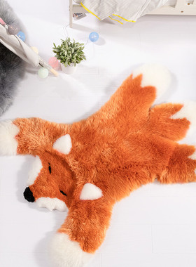 羊毛卡通狐狸动物形状地毯客厅儿童房间橙色少女心可爱ins床边毯