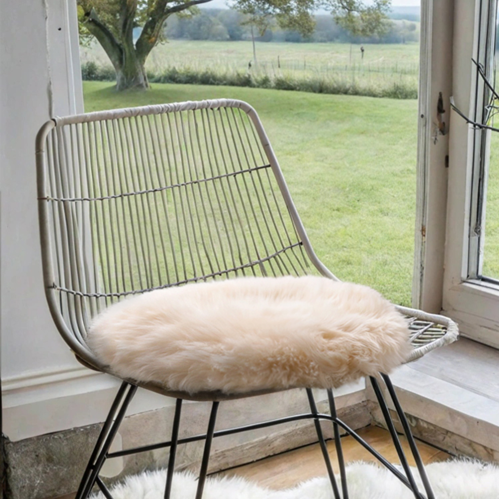 圆形羊毛椅子坐垫餐椅垫北欧风格办公室毛毛垫子纯色简约屁垫座垫,居家布艺,椅垫,淘宝优惠券,粉丝福利购,淘宝优惠卷