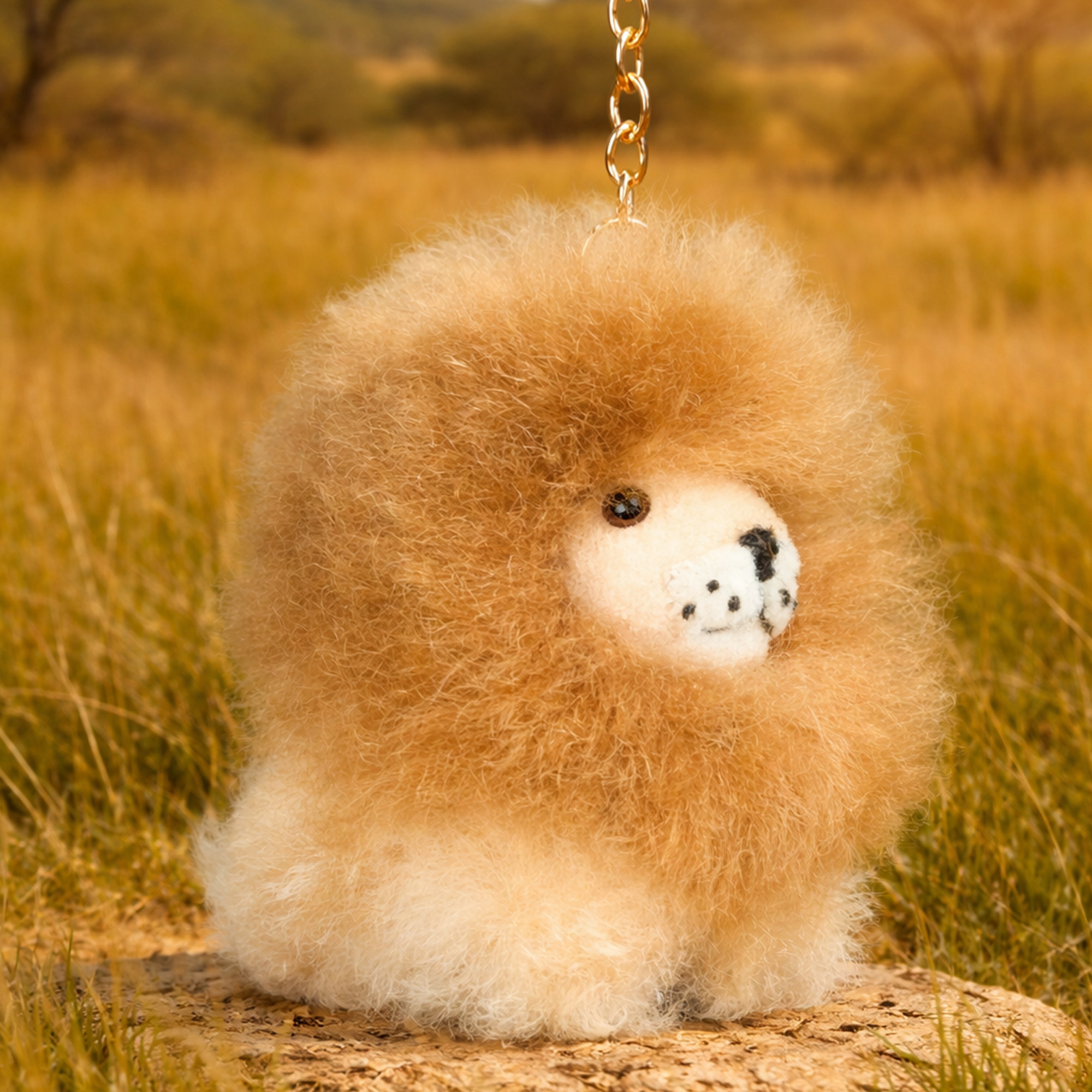 AUSKIN秘鲁进口羊驼毛小狮子包挂件钥匙扣包包可爱高级感毛绒挂饰