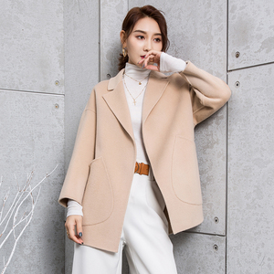 双面呢羊绒大衣女士秋冬新款100%羊毛短款宽松大码小个子毛呢外套