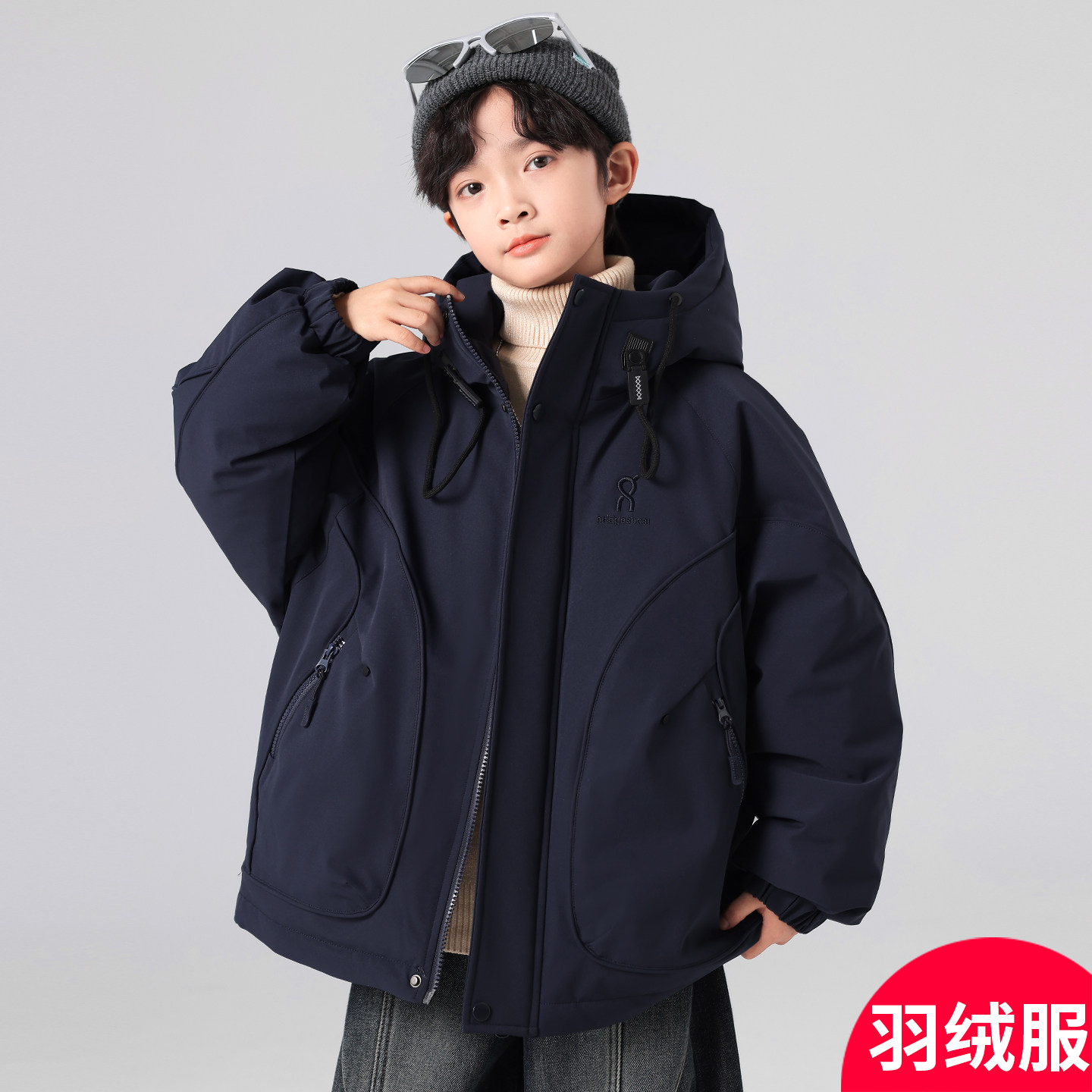 男童冬季冲锋衣款羽绒服2025新款