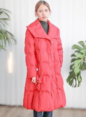 Time RoaD/汤米诺气质腰带纯色中长款羽绒服女装新款90绒保暖外套