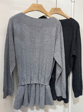 Time RoaD/汤米诺休闲风收腰针织衫女冬可拆卸裙摆长袖显瘦毛衣女