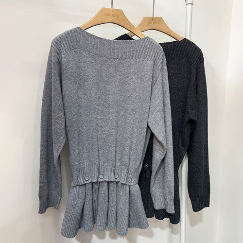 职场针织收腰型带裙摆毛衣女冬